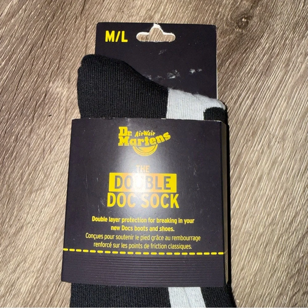 🆕 Dr. Martens Double Doc Socks Black White M/L Boot Socks